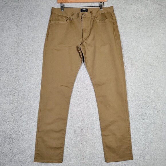 Theory Other - Theory Pants Men's 34 Brown Stretch Flat Front Haydin Straight Slim Fit Classic